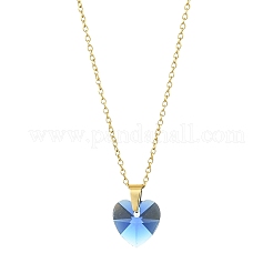 Heart Glass Pendant Necklaces&nbsp;NJEW-K117-01G