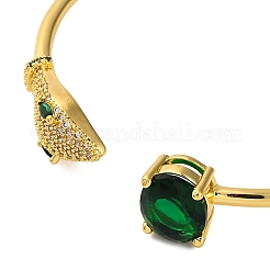 Snake Rack Plating Brass Micro Pave Cubic Zirconia Cuff Bracelets for Women&nbsp;BJEW-M040-05G