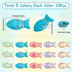 50Pcs 5 Colors Synthetic Turquoise Beads&nbsp;TURQ-SC0001-36