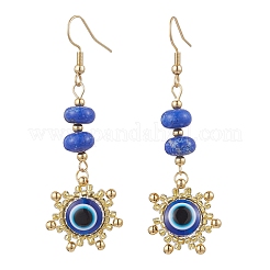 Evil Eye with Sun Resin Glass Seed Beads Dangle Earrings&nbsp;EJEW-MZ00421