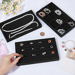 3Pcs 3 Styles Rectangle Velvet Display Trays&nbsp;ODIS-SP0002-22