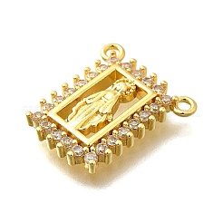 Brass Micro Pave Clear Cubic Zirconia Rectangle with God Pendants&nbsp;KK-D295-29G