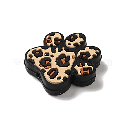 Paw Print with Leopard Print Pattern Silicone Focal Beads&nbsp;SIL-G011-01B