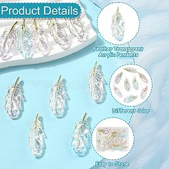 10Pcs 5 Colors UV Plating Transparent Acrylic Pendants&nbsp;MACR-CJ0002-34