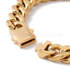 Ion Plating(IP) 304 Stainless Steel Curb Chains Bracelet for Women&nbsp;BJEW-E107-03G-01