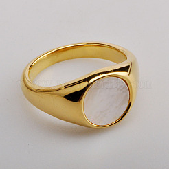 304 Stainless Steel with Natural Shell Finger Rings&nbsp;WGA15AE-01