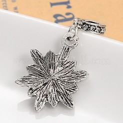 Flower Alloy Rhinestone European Dangle Charms&nbsp;MPDL-M052-04