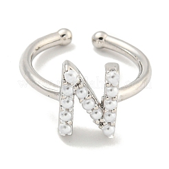 Rack Plating Brass Open Cuff Rings for Women&nbsp;RJEW-F162-01P-N
