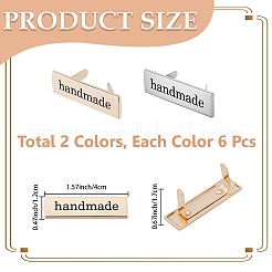 12Pcs 2 Colors Alloy Handmade Clothes Jeans Shoes Bags Label&nbsp;DIY-CL0001-16B