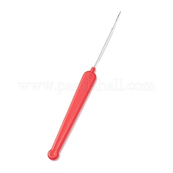 (Defective Closeout Sale: Rusting)Platinum Tone Plastic Handle Iron Crochet Hooks Needles&nbsp;TOOL-XCP0001-82