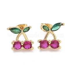 Brass Cubic Zirconia Stud Earrings&nbsp;EJEW-Q017-02G