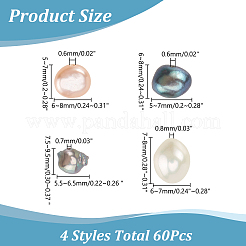 60pcs 4 Style Natural Cultured Freshwater Pearl Beads&nbsp;PEAR-WR0001-05