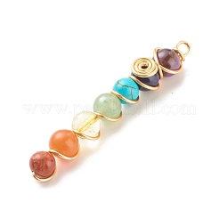 Chakra Natural & Synthetic Gemstone Copper Wire Wrapped Big Pendants&nbsp;PALLOY-JF01622