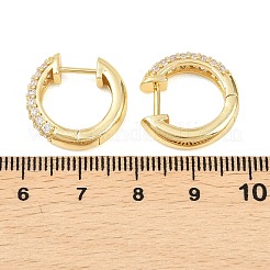 Ring Brass Micro Pave Clear Cubic Zirconia Hoop Earrings&nbsp;EJEW-D348-12G