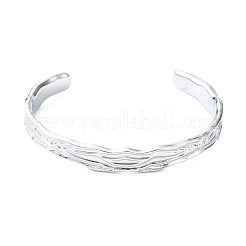 Non-Tarnish 304 Stainless Steel Textured Open Cuff Bangles for Women&nbsp;LS-STAS-B068-02P