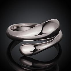 Real Platinum Plated Adjustable Brass Finger Rings for Women&nbsp;RJEW-BB07574-C