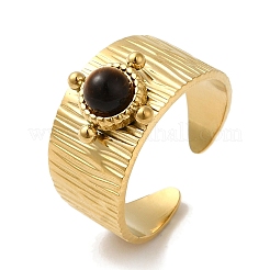 6Pcs 6 Style Rectangle & Horse Eye & Half Round 304 Stainless Steel Open Cuff Rings Set&nbsp;RJEW-P092-03G-M
