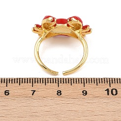Brass Enamel Adjustable Cuff Rings&nbsp;RJEW-C145-02B-G