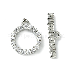 Rack Plating Eco-Friendly Brass Pave Clear Cubic Zirconia Toggle Claps&nbsp;KK-K330-45P