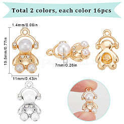32Pcs 2 Colors ABS Plastic Imitation Pearl Pendants&nbsp;ALRI-SC0001-27