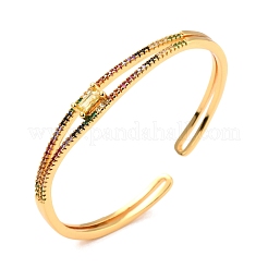 Rectangle Colorful Cubic Zirconia Cuff Bangle&nbsp;BJEW-I298-07G