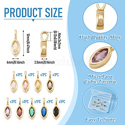 9Pcs 9 Colors Horse Eye Brass Micro Pave Cubic Zirconia Charms&nbsp;KK-TA0008-28