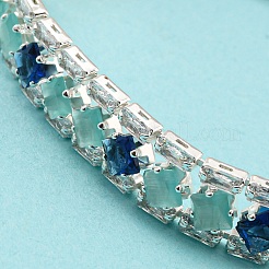 Rack Plating Brass Rhombus Link Bracelet&nbsp;BJEW-Q771-08S