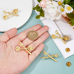 2 Pairs Army Cavalry Swords Zinc Alloy Brooches&nbsp;AJEW-FH0006-46
