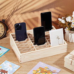 24-Grid Wooden Cell Phone Storage Box&nbsp;AJEW-WH0567-35B