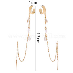 Brass Clear Cubic Zirconia Horse Eye Tassel Dangle Earrings&nbsp;FS-WGA0198-01