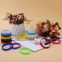 40Pcs 10 Colors Flat Plain Silicone Cord Bracelets Set for Men Women&nbsp;BJEW-GF0001-16