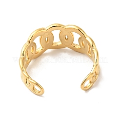 Ion Plating(IP) 304 Stainless Steel Curb Chains Shape Open Cuff Ring&nbsp;RJEW-I085-19G