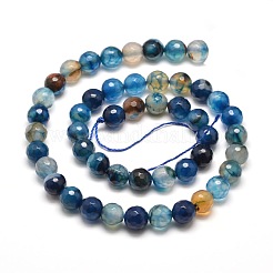 Dyed Natural Agate Faceted Round Beads Strands&nbsp;X-G-E267-21