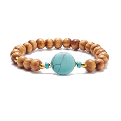 Natural Wood Stretch Bracelet with Gemstone Beads&nbsp;BJEW-JB08217