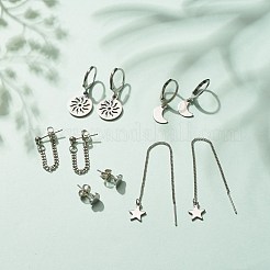 Non-Tarnish 5Pcs 5 Style 201 & 304 Stainless Steel Earrings Sets&nbsp;EJEW-JE04939