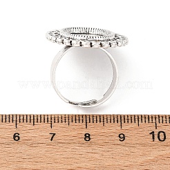 Vintage Adjustable Iron Flower Finger Ring Components Alloy Cabochon Bezel Settings&nbsp;PALLOY-O036-21AS