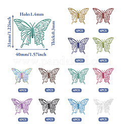 48Pcs 12 Colors Spray Painted 430 & 201 Stainless Steel  Filigree Pendants&nbsp;STAS-TA0002-20