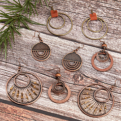 4 Pairs 4 Styles Alloy & Iron & Wood Dangle Earrings with Iron Pins&nbsp;EJEW-AN0004-58