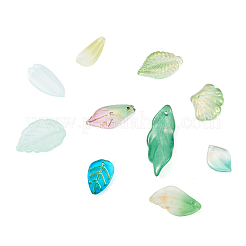 100Pcs 10 Style Transparent Spray Painted Glass Pendants&nbsp;GGLA-MP0001-01