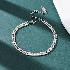304 Stainless Steel Rhinestone Cup Chain Bracelets&nbsp;BJEW-P376-01P