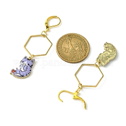 Rack Plating Alloy Cat Dangle Leverback Dangle Earrings&nbsp;EJEW-JE05502