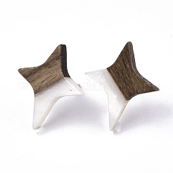 Resin & Walnut Wood Stud Earrings&nbsp;EJEW-N017-004A