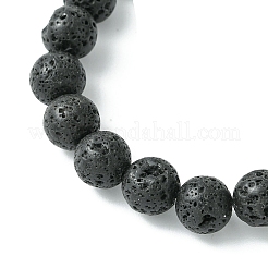 Natural Lava Rock & Gemstone Stretch Bracelet with Alloy Fairy Charms&nbsp;BJEW-JB08730