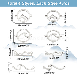 16Pcs 4 Styles 201 & 304 Stainless Steel Connector Charms&nbsp;STAS-UN0047-47