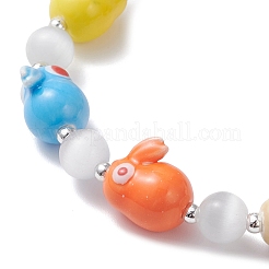Handmade Porcelain & Glass Beaded Stretch Bracelets for Women&nbsp;BJEW-TA00690