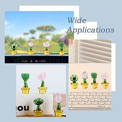 8Pcs 4 Styles Potted Plant Glass Figurines&nbsp;DJEW-CJ0001-11