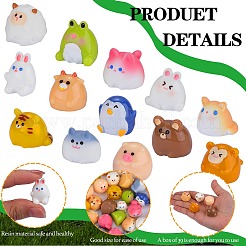 39Pcs 13 Style Cute Resin Animal Figurines Ornament&nbsp;DJEW-SZ0001-11