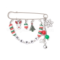 Christmas Themed Alloy Enamel & Acrylic & Polymer Clay Pendant Brooches&nbsp;JEWB-TA00021
