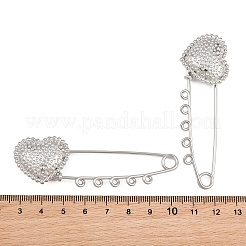Hammered Heart 304 Stainless Steel Safety Pins Brooch Findings&nbsp;SA-CBA098D-15D-P05