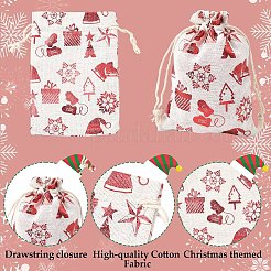 20Pcs 5 Styles Christmas Theme Cotton Fabric Cloth Drawstring Bags&nbsp;ABAG-YW0001-17